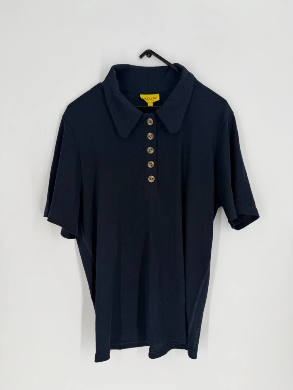 Hikerkind Ribbed Merino Wool Blend Polo 01 In Woad - Picture 2 of 7